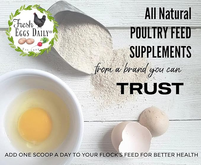 Fresh Eggs Daily Brewers Yeast Powder with Garlic & Niacin for Chicken & Duck Backyard Flocks - Suitable for Young Chicks & Ducklings - Supports Healthy Bone Development, Digestion & Immunity - 1lb