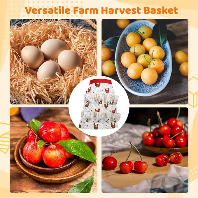 Egg Gathering Holding Apron, Canvas 12 Pockets, Apron Egg Collecting for Duck Chicken Goose Eggs, Egg Carrier Apron Canvas
