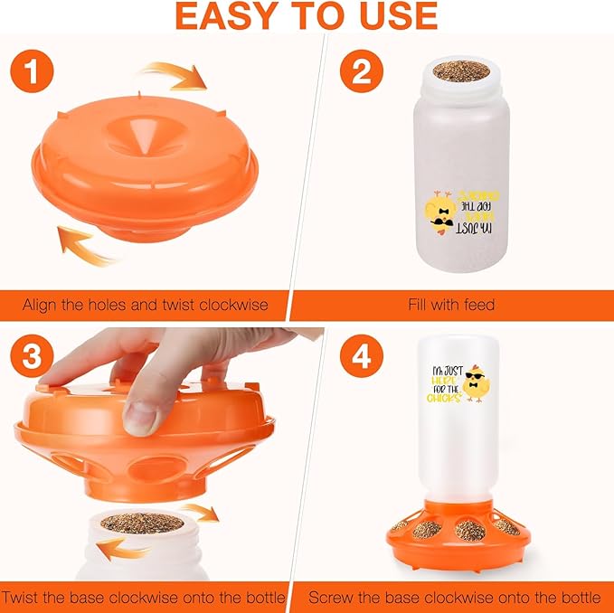 Chicken Feeder and Waterer Set,Automatic 1L Chick Feeder and Waterer with 2 Wooden Perch,Baby Chicks Supplies for Ducks,Quail,Small Poultry Coop Accessories