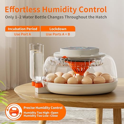 18 Egg Incubator, 2 Egg Trays, Automatic Egg Turning with Auto Stop, Humidity Control, Adjustable Incubation Day & Period, Auto Water Refill, for Chicken, Quail, Duck & Turkey Eggs, APDOE HatchPro 18