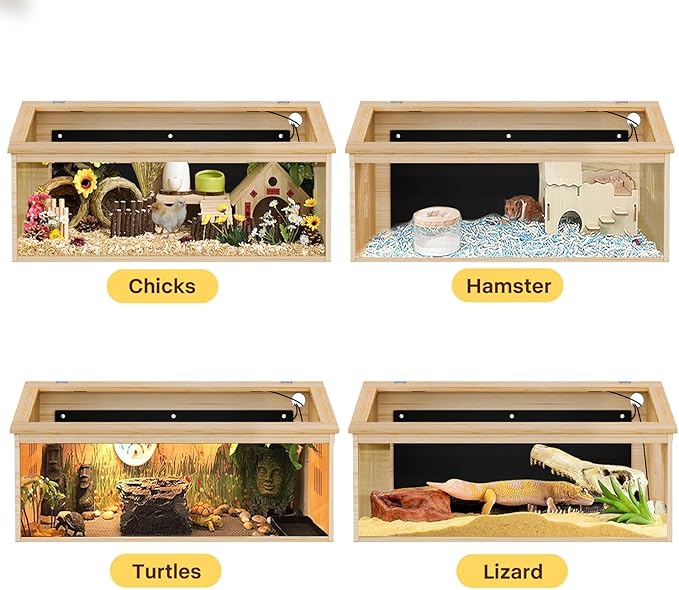 Brooder Box for Chicks Wooden, Chicken Brooder House with Thermostat & Heating Plate,All-in-One Chicken Brooder House w/Poultry Waterer, Adjustable Temp,Holds 30 Chicks Ducks Quails, 31.5"×15.7"×15.7"