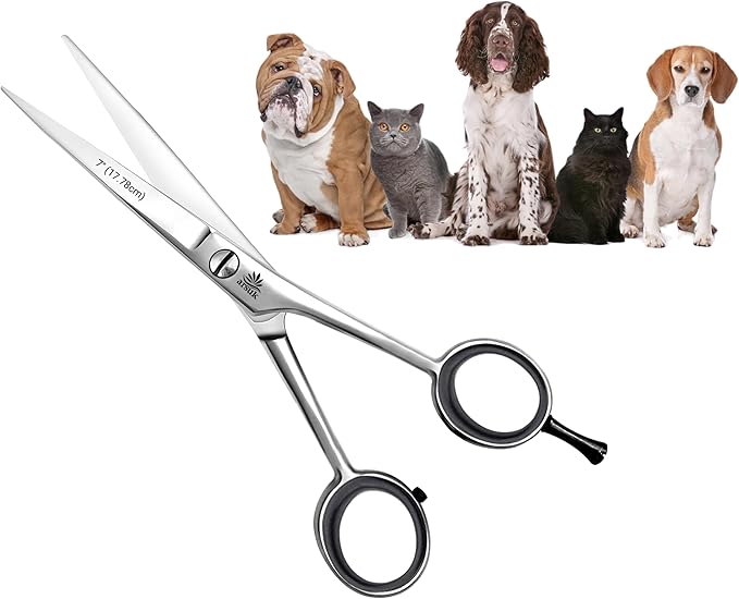 ARSUK Dog Grooming Shears 7-Inch – Professional Japanese Stainless Steel Pet Grooming Scissors for Pets, Sharp Dog Hair Scissors with Fix Screw, Ergonomic Handle & Comfort Grip, Pet Grooming Supplies