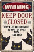 Retro Black Cat Metal Tin Sign Keep Door Closed Sign Funny for Home House Farmhouse Fence House Wall Gate 12 * 8inch