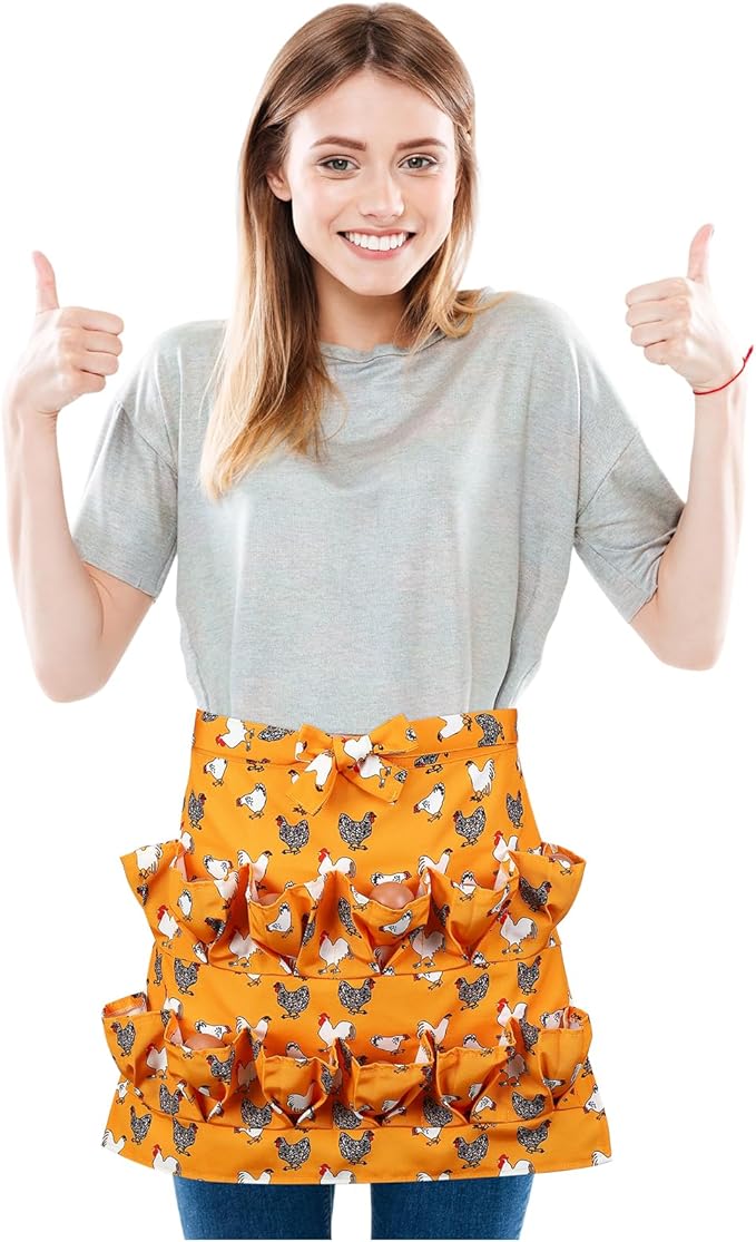 Egg Collecting Apron, 12 Pouches Chicken Egg Apron, Farmhouse Aprons for Chicken, Duck, Goose, Poultry Collection