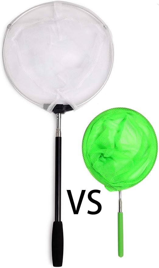 RESTCLOUD Insect and Butterfly Net with 12" Ring, 24" Net Depth, Handle Extends to 59 Inches (10" Ring, 48" Handle)