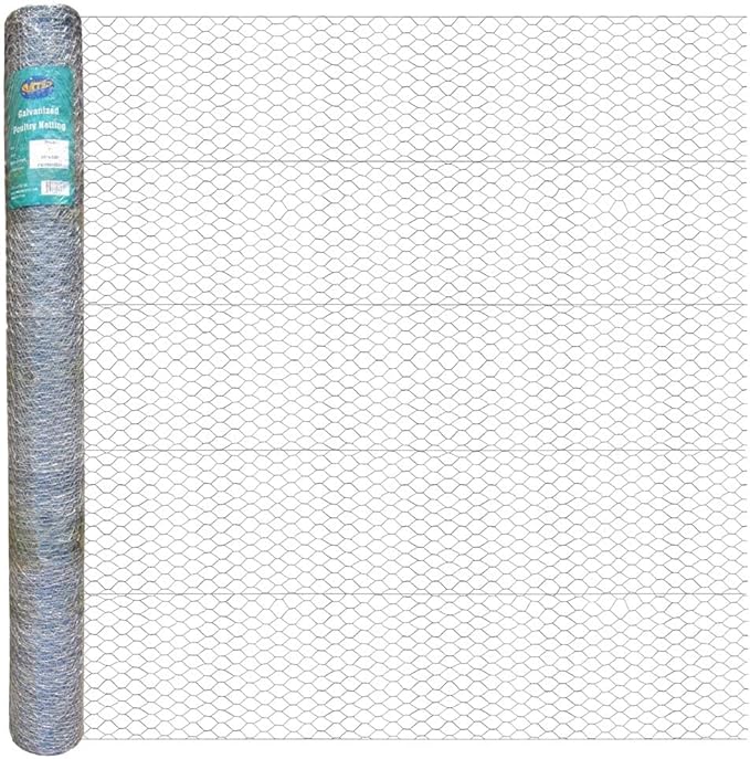 MTB 20GA Galvanized Hexagonal Poultry Netting Chicken Wire 60 inches x 150 feet x 1 inch Mesh