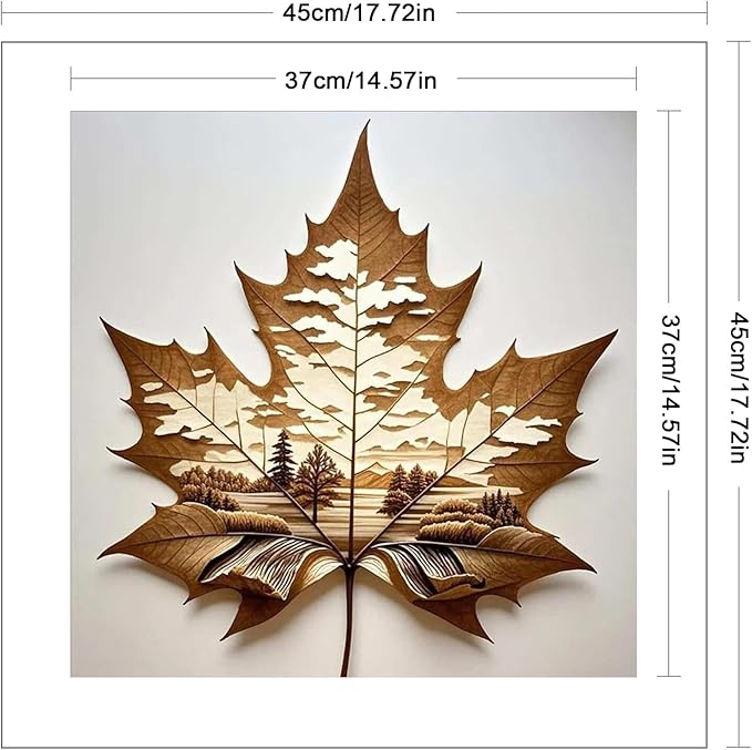 Dead Leaf Forest Stamped Cross Stitch Kits for Adults Beginners - 45x45cm 11CT Pre-Printed Embroidery Needlepoint Starter Kit, DIY Craft Perfect for Home Wall Decor Gift and Seasonal