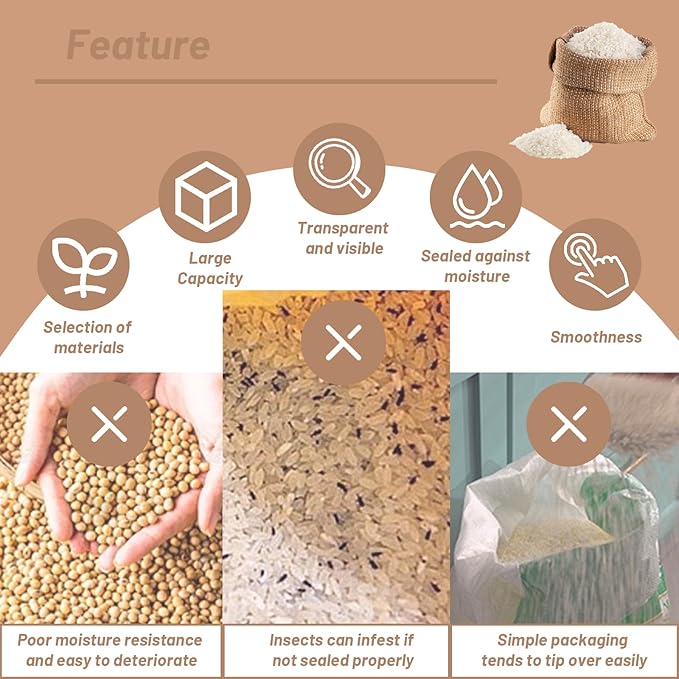 30 LB+50 LB Airtight Flour Rice Storage Container, Large Dry Food Storage Container Bin with Wheel, For Rice | Grain | Pet Food | Flour, 2 Count(Clear)