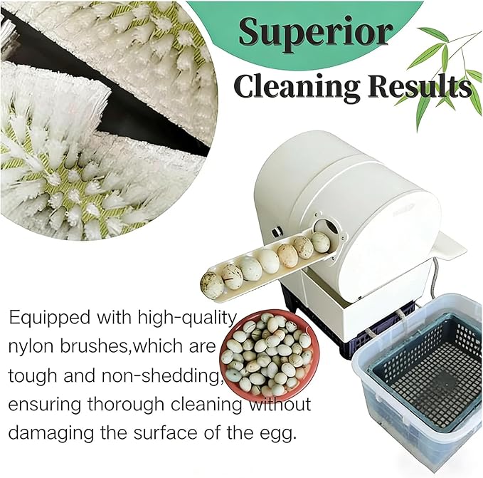 2300 Pcs/H Egg Washing Machine, Automatic Egg Washer Machine with Roller Brush, 304 Stainless Steel Egg Washer for Fresh Eggs, Egg Cleaner for Chicken, Duck, and Goose Eggs