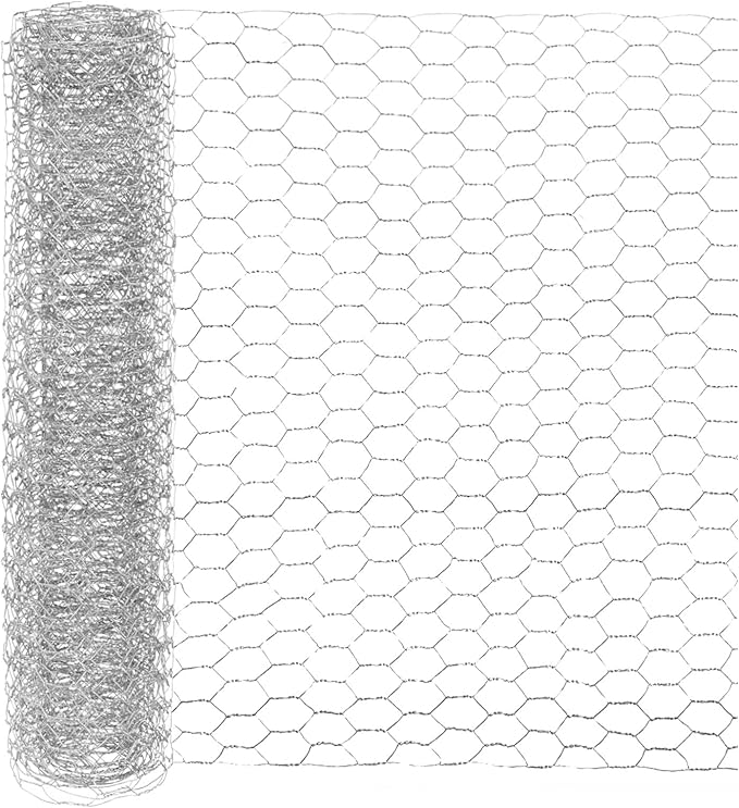 Chicken Wire for Floral Arrangements, 14 x 79 in Galvanized Iron Hexagonal PVC Coated for Crafts/Poultry/Garden, Chicken Wire Netting Fence Mesh [Silver Tone]