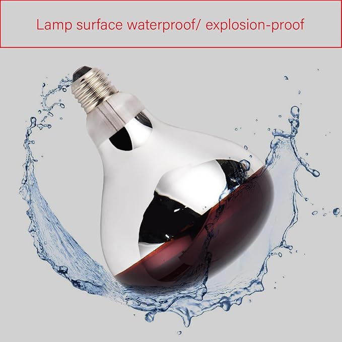 Incandescent R40 Reflector Infrared Lamp, Explosion Proof Red Glass, E26 Base, Red Heat Lamp Bulb 250W for Reptiles,Turtles, Pets, Calves and Lambs, Chicks and Light Therapy, 2 Pack (R40INR)