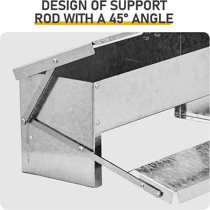 Large Capacity Chicken Grit and Oyster Shell Feeder,Rodent Proof No Waste Treadle Chicken Feeder,Galvanized Metal Poultry Duck Feeders,with Weatherproof Lid,for Chickens Hens Ducks (Silver)