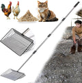 10 in Large Chicken Poop Scooper,4-in-1 Stainless Steel Handle, Adjustable Chicken Coop Accessories, Suitable for Chicken Coop Cleaning Cat Litter Other Heavy Duty Poop Scoop (Large)