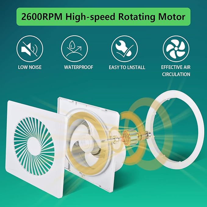 Solar Exhaust Fan, 25W Solar Panel 8'' High Speed with Bracket Solar Powered Fan, 2600 RPM Powerful Solar Fan for Chicken Coop, with an AC to DC Power Adapter for Greenhouse,Shed Attic