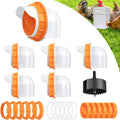 Chicken Feeder Port, 6 Pack Chicken Feeders No Waste with 6 Lids 1 Drill Bit, DIY Automatic Poultry Feeder Cups Kit, Chicken Bucket Feeder for Barrels ((Orange)