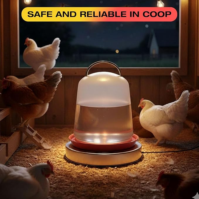 H&G lifestyles Chicken Water Heater, Heated Chicken Waterer,Poultry Water Heater for Winter, Compatible with 5 Gallons Chicken Waterer,13 Inches Stainless Steel Chicken Water Heater Base