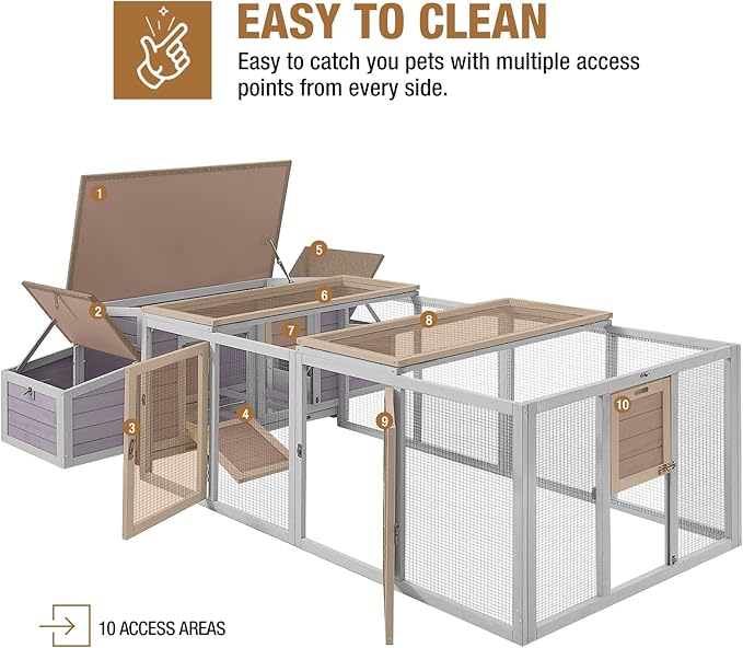 GUTINNEEN Chicken Coop 103" Large Duck Coop with Run Outdoor Chicken House with Nesting Box, 4-6 Chickens