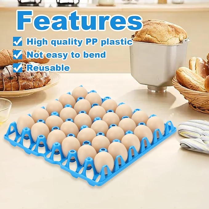 12PCS Plastic Egg Trays, 30-Cell Stackable Egg Crates, Egg Flats, Egg Cartons for Egg Packing, Storage, Shipping Fresh Eggs