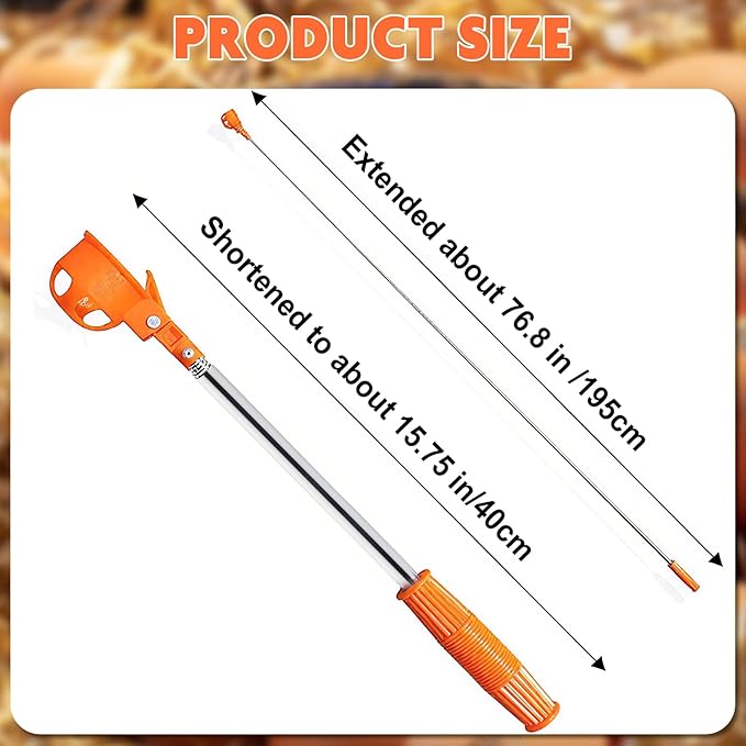 Egg Grabber for Chicken Eggs – Extendable Stainless Steel Egg Picker Tool with Non-Slip Handle,195cm/76.8inch Egg Scooper Tool for Chicken coop, Poultry Nest, and Farm Use