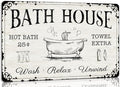 Generic Bath House Metal Tin Signs Hot Bath Towel Extra Wash Relax Unwind Vintage Retro Sign for Home Farmhouse Bathroom Bath Wall Decor Family Bath Gift Plaque 8x12 Inch