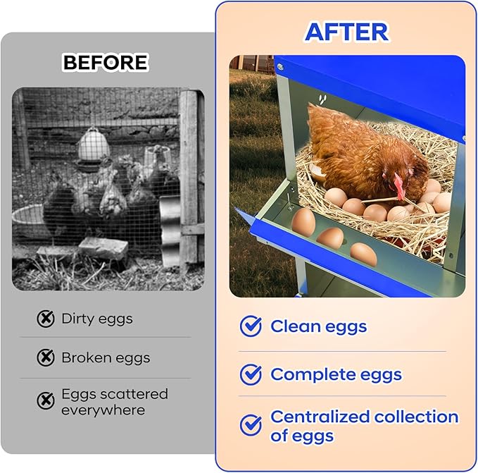 GarveeLife Chicken Nesting Box, 8 Compartments Nesting Box for Chickens, Two-Tier Galvanized Steel Chicken Egg Laying Box with Large Vented Holes Wall Mounting for Easy Egg Collection