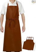 3-Layer Waterproof Apron - Pocket-Free Hygienic Design for Dishwashing & Dog Grooming - Lightweight Durable Protection for messy Kitchen Cooking, Baking, for Men & Women (3 Pack,Brown)