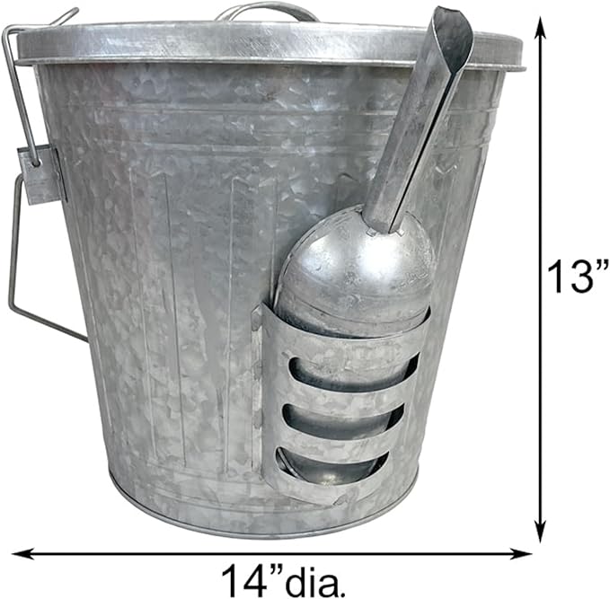 Woodlink Rustic Farmhouse Seed Container & 10 lbs. Waste Free Seed | Galvanized Metal Bird Seed Storage Bucket with Scoop & Lid | Waste-Free Wild Bird Seed Blend for Clean Feeding, 16.5 Qt Capacity