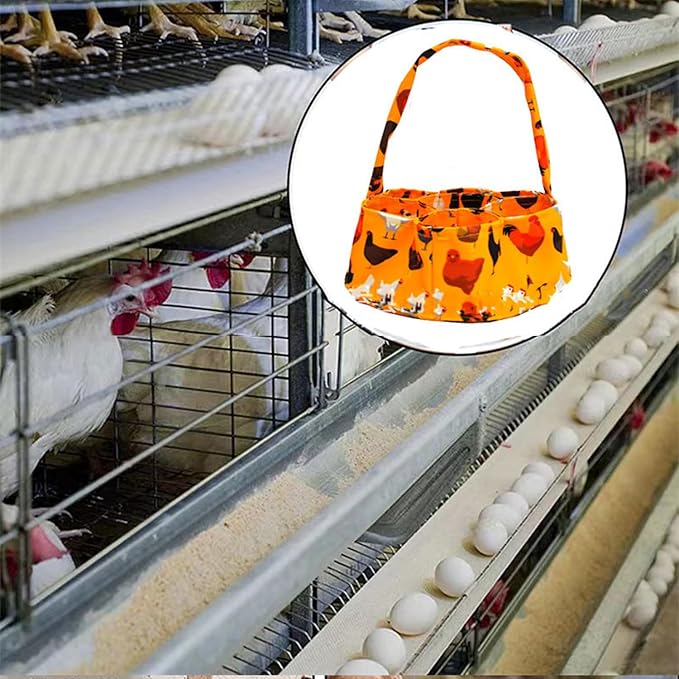 2 Packs Large Egg Collecting & Gathering Basket/Bag (with 7 Pouches) - Fresh, Durable Canvas Apron Egg Holder, Collector & Container for Duck, Chicken, Goose Collection (A)