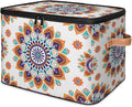 Boho Vintage Flowers Storage Bins with Zipper Lid Fabric Storage Containers for Clothes Collapsible Closet Storage Basket with Metal Frame 2 Pack