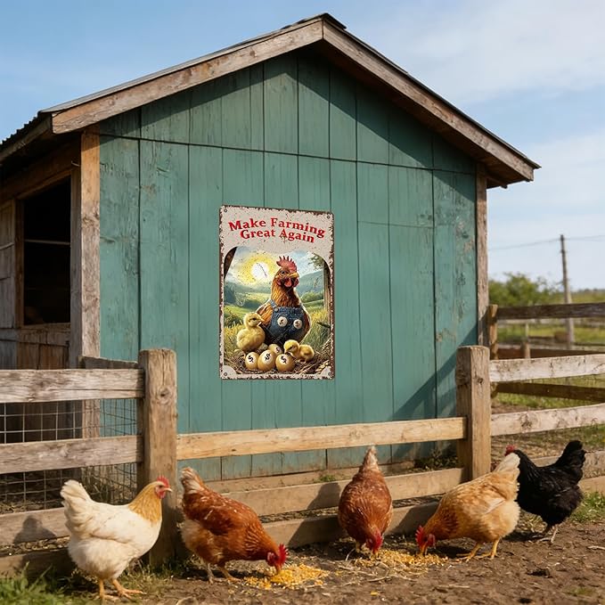 Make Farming Great Again Chicken Coop Signs Rustic Farmhouse Chicken Coop Farmers Market Decor Backyard Poultry Lovers 12x8 Inch