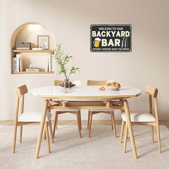 Vintage Metal Sign Welcome To Our Backyard Bar Proudly Serving What You Bring Tin Sign Funny Walll Decor for Bar Kitchen Pubs Cafe Home Garage 12×8 Inch