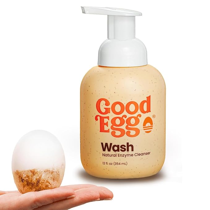 Organic Egg Cleaner for Farm Fresh Eggs, Food-Grade, Non-Toxic, Chicken Coop Accessories, Egg Washing Solution, USA-Made Foaming Pump, Refillable 12floz Bottle, As Seen On Shark Tank
