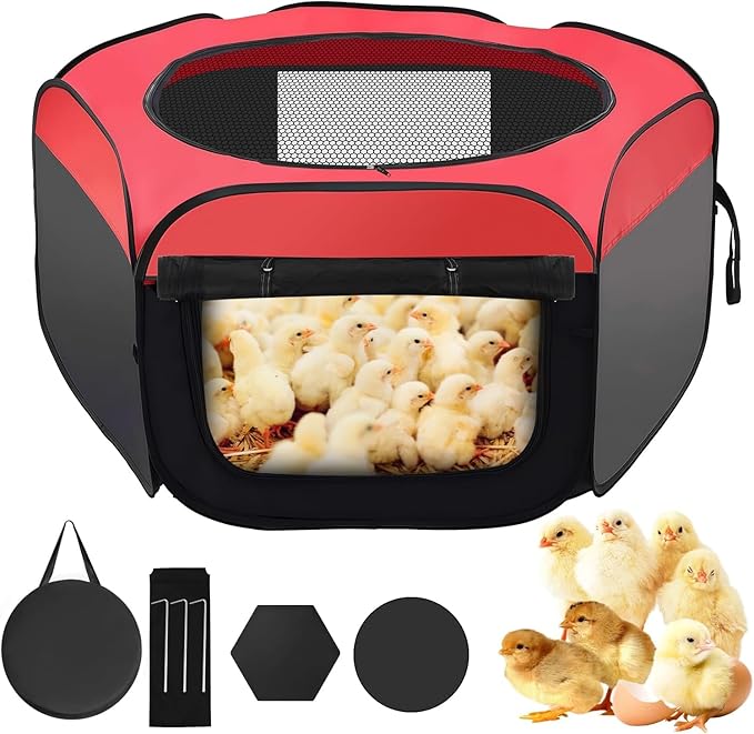 Chicken Brooder Box for Chick Starter Kit，Abnaok 2026 Upgrade Double Door Chick Brooder Pen/Chicken Playpen/Brooder Box for Chicks Supplies Up to 15 Baby Chicks,Duck,Quail