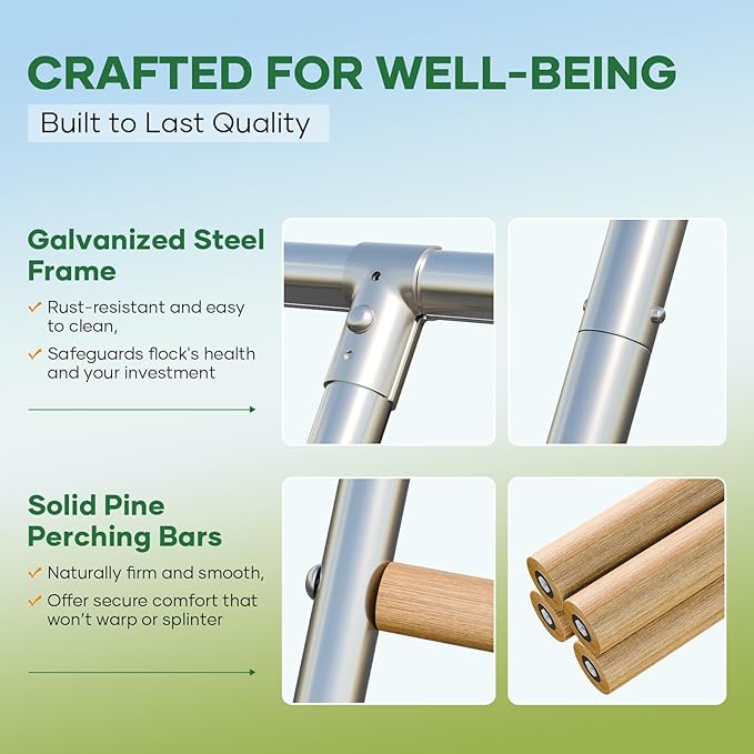 Chicken Perch Roosting Bars for Chickens in Coop Chicken Toys for Coop Accessories Chicken Roosting Ladder Bird Perch Supplies Easy to Assemble & Clean for Farm Backyard 56" L x 40" W