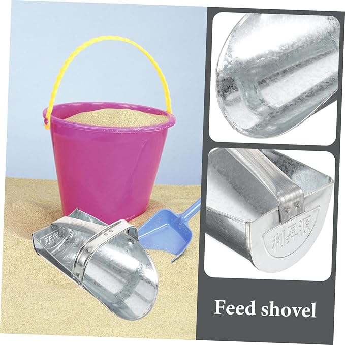 HEMOTON Stainless Steel Livestock Feed Scoop for Poultry Thickened Metal Food Shovel for Farm and Garden Use Ergonomic Handle and Large Capacity Feeding Tool