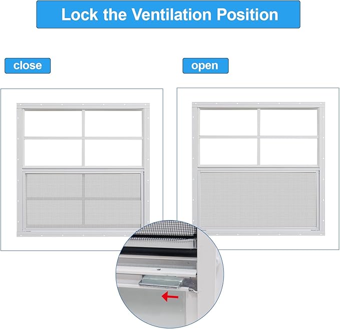 NeatiEase 2 Pack Shed Windows, 24" x 24" Flush Mount Window with Tempered Glass and Fiberglass Screen for Shed, Chicken Coop, Playhouse, Household, Garage