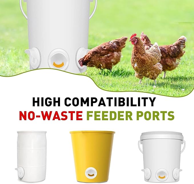 12 Pcs Chicken Feeder Kit and 12 Pcs Water Cup Kit, Gravity Poultry Waterer Cup and Poultry Feeder Port Set with Hole Saw and Sealing Tape, Chicken Feeder No Waste for Duck Bird Quail
