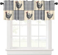 Farmhouse Rooster Kitchen Curtains Rustic Retro Abstract Chicken Black White Buffalo Plaid Rod Pocket Curtain Valance for Kitchen Bedroom Living Room Decor 1 Panel W54xL18 Inch