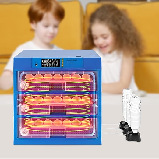 Eggs Automatic Incubator, 110V 80W Fully Automatic Egg Hatching Incubator 192 Eggs Incubator Poultry Hatcher w/Automatic Turning & Temperature for Hatching Duck & Goose Eggs (192 Eggs Dual-Power)