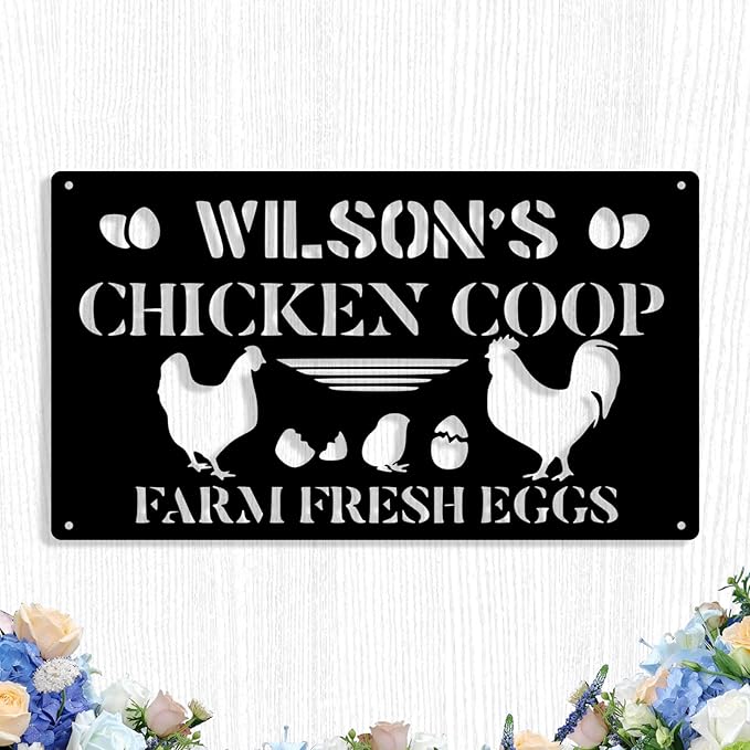 Custom Chicken Coop Metal Sign, Personalized Chicken Coop Sign for Outside, Custom Metal Hen House Farm Signs, Chickens Hen House Farmhouse Wall Art Decor