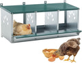 3/4 Compartment Chicken Nesting Boxes, Metal Wall Mount Chicken Egg Laying Box with Roll Out Egg Collection, Galvanized Steel Chicken Nesting Box for Laying Hens, Easy to Clean & Assemble (3-Hole)