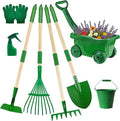 Kids Gardening Tools Set,8pcs Wheelbarrow Set for Kids with Shovel, Rake, Watering Can Outdoor Backyard Farm Digging Toys, Halloween Christmas Birthday Gifts for Boys Girls