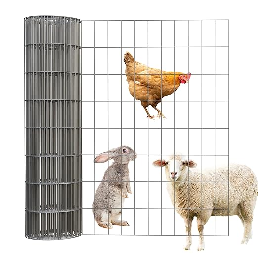 15GA 6'*50' Welded Wire Mesh, Metal Fencing Wire Mesh 2'' X 4'', for Dog Boundary Fence Roll Outdoor Animal Barrier Fence and Garden Plant Vegetable Protection