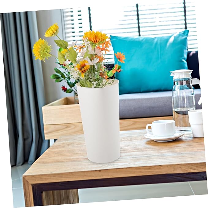 VICASKY White Triangle Flower Bucket Decorative Storage Pot Flowers Plastic Tub Basket Utility Bucket Rustic Floor Vase Farmhouse Style