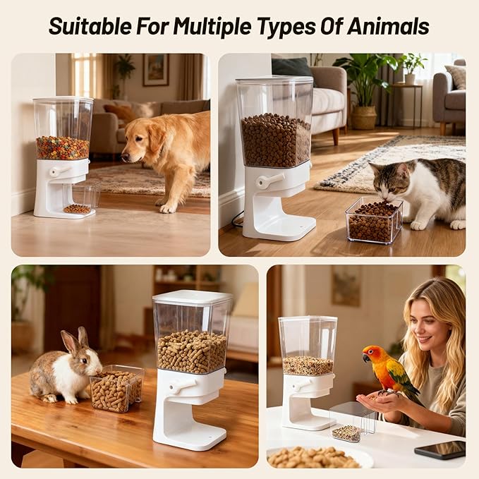 Small Pet Food Storage Container: 5-7 Lbs Airtight Animal Dry Food Dispenser Countertop with Measuring Cup - Organizer Bin for Dog Food, Cat Treats, Chicken, Bird, Puppy, Rabbit & Hamster Feed Pellets