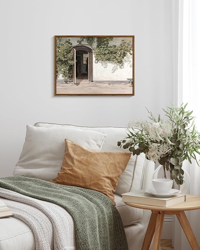 InSimSea Framed Canvas Wall Art Vineman Climbing The Walls Farmhouse Wall Decor Opening Door Painting Canvas Print Art Home Decor Aesthetic For Bedroom Bathroom Office 12x16in