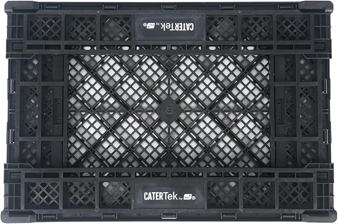 Restaurantware Plastic Milk Crates for Storage - 10 Pack - Cater Tek Stackable Storage Buns for Organizing - Collapsible Storage Basket for Groceries, Black
