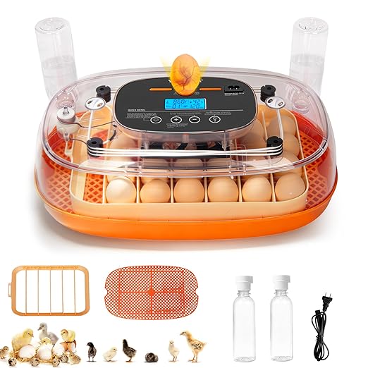 Incubators for Hatching Eggs, 24 Egg Incubator, Automatic Egg Turner with Humidity Control & Digital Temperature, Hatch Day, Auto Water Refill, 360°Viewing for Chicken, Duck, Quail, Duck, Goose
