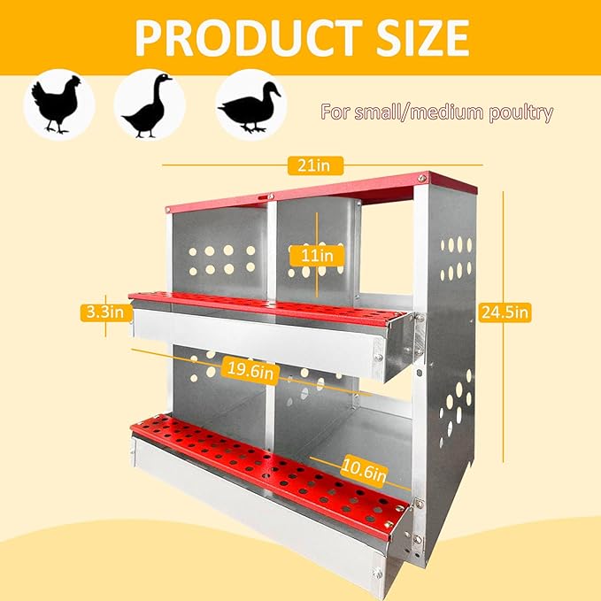 Chicken Nesting Boxes,4 Compartments Metal Chicken Laying Box with Roll Out Egg Collection with Large Vented Holes for Chickens, Hens, Ducks, Large Egg Laying Boxes (4 Compartments)