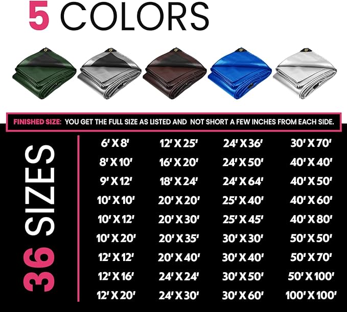 PROTARP Extreme Heavy Duty 22 Mil Tarp Cover, Waterproof, UV Resistant, Rip and Tear Proof, Poly Tarpaulin with Reinforced Edges for Roof, Camping, Patio, Pool, Boat. (Blue 12′ X 16′)